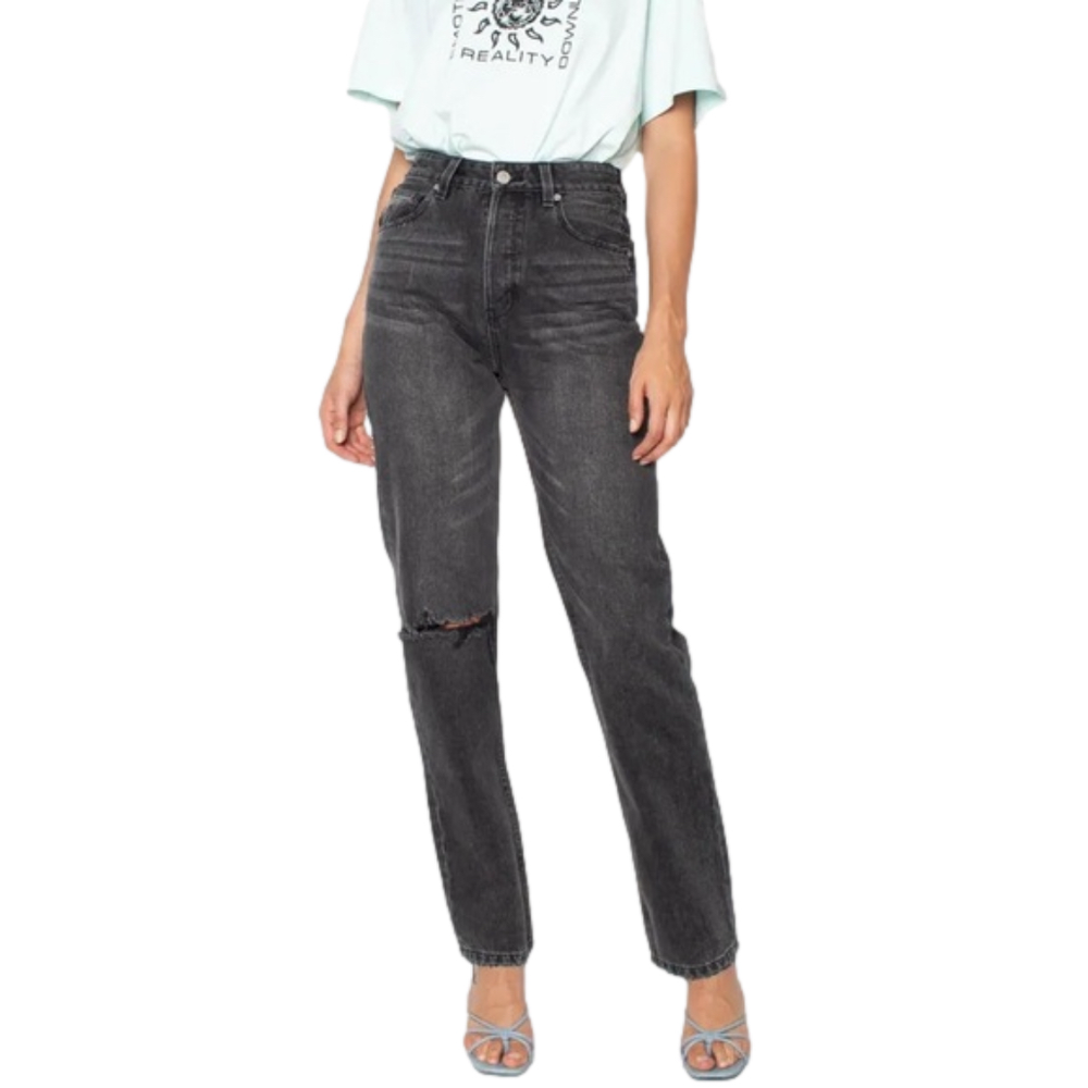 ZGY Jeans women 29 “Ashes to Ashes Trash” black distressed, high rise ZEEGEEWHY